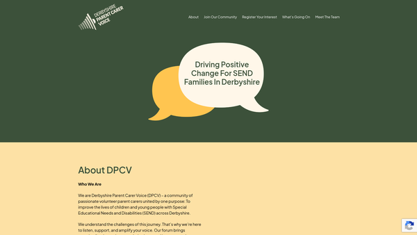 Screenshot of the Derbyshire Parent Carer Voice website