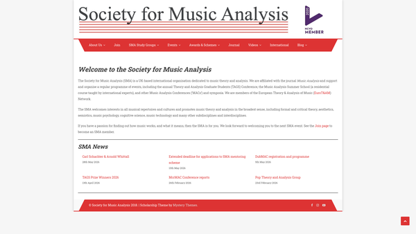 Screenshot of the The Society For Music Analysis website