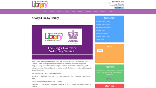 Screenshot of the Newby And Scalby Library And Information Centre website