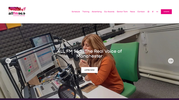 Screenshot of the All Arts & Media Ltd website