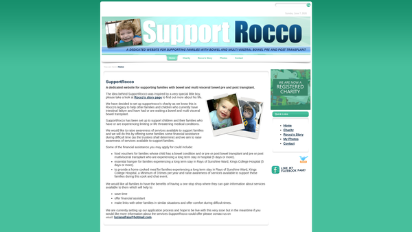 Screenshot of the Supportrocco website