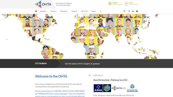 Screenshot of the Occupational Hygiene Training Association website