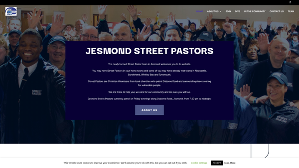 Screenshot of the Jesmond Street Pastors website
