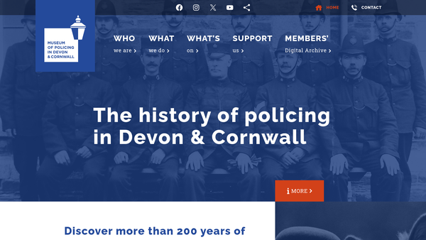 Screenshot of the Museum of Policing in Devon & Cornwall website