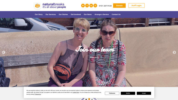 Screenshot of the Natural Breaks Limited website