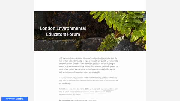 Screenshot of the London Environmental Educators' Forum website