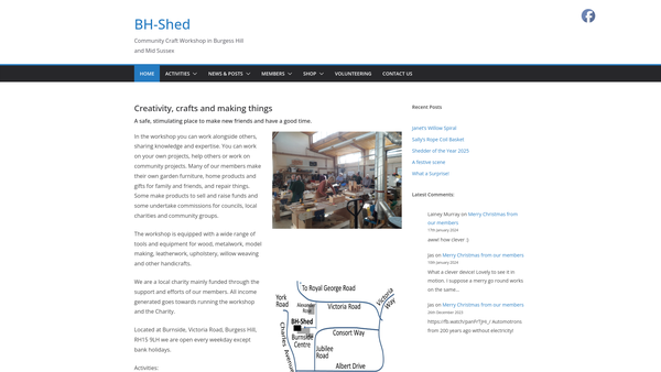 Screenshot of the Burgess Hill Shed website