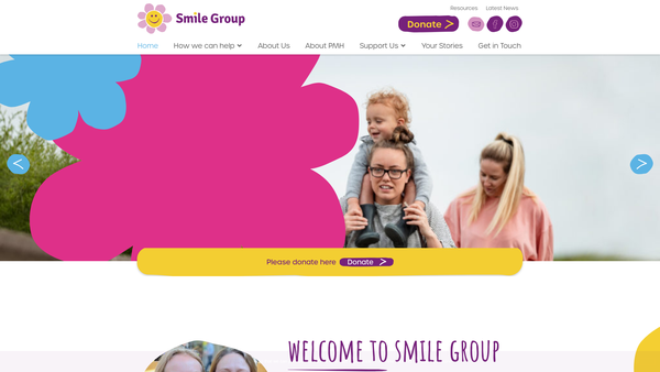 Screenshot of the Smile Group website
