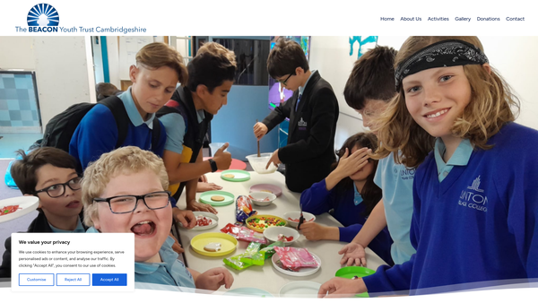 Screenshot of the The Beacon Youth Trust Cambridgeshire website