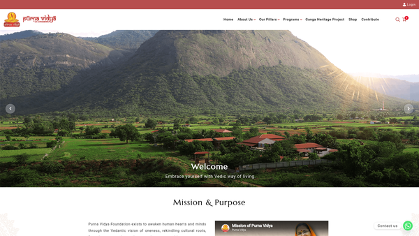 Screenshot of the Purna Vidya UK website