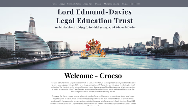 Screenshot of the Lord Edmund-Davies Legal Education Trust website