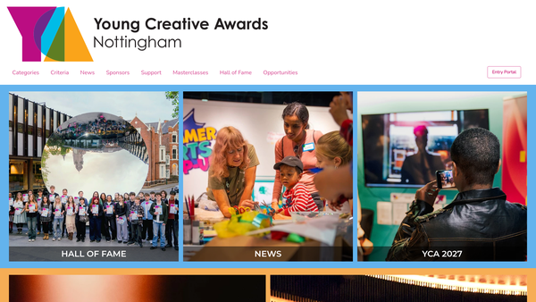 Screenshot of the Young Creatives Nottingham website
