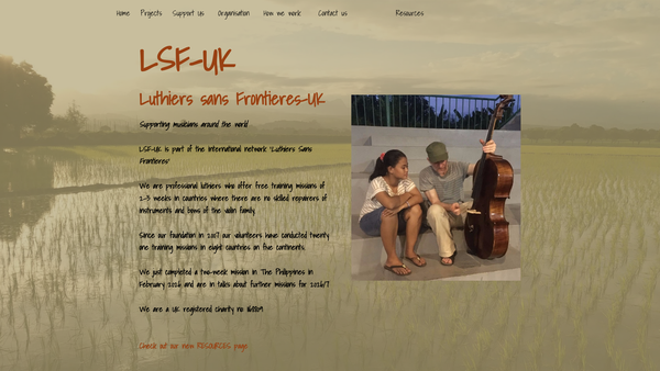Screenshot of the Luthiers Sans Frontieres UK website