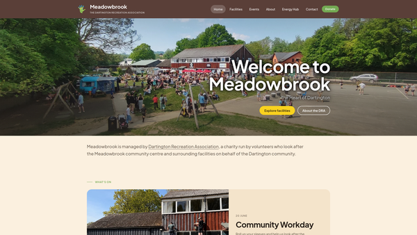 Screenshot of the Dartington Recreation Association website