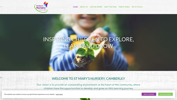 Screenshot of the St Marys Nursery, Camberley website