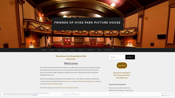 Screenshot of the The Friends Of The Hyde Park Picture House website