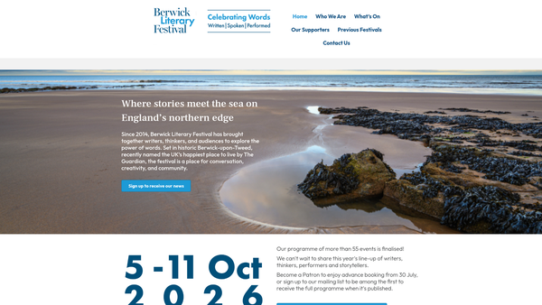 Screenshot of the Berwick Literary Festival website