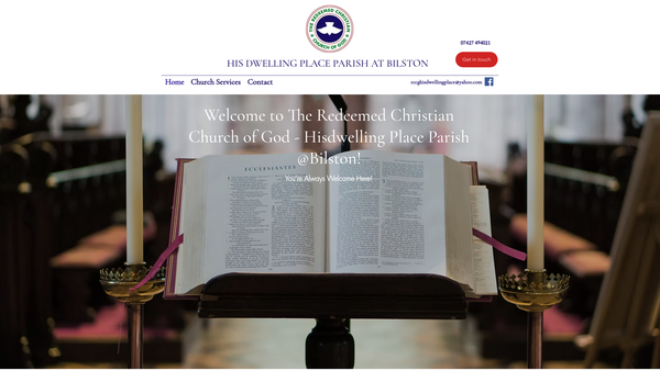 Screenshot of the The Redeemed Christian Church Of God His Dwelling Place At Bilston website