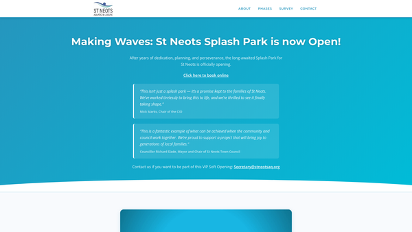 Screenshot of the St Neots Aquatic And Leisure CIO website