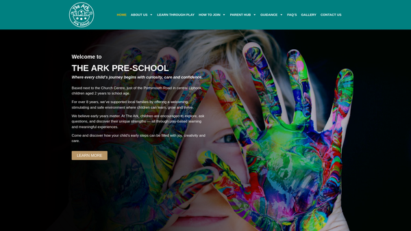 Screenshot of the The Ark Pre-School Nursery, Liphook website