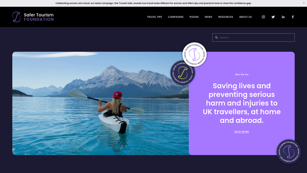 Screenshot of the Safer Tourism Foundation website