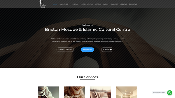 Screenshot of the Brixton Mosque And Islamic Cultural Centre website