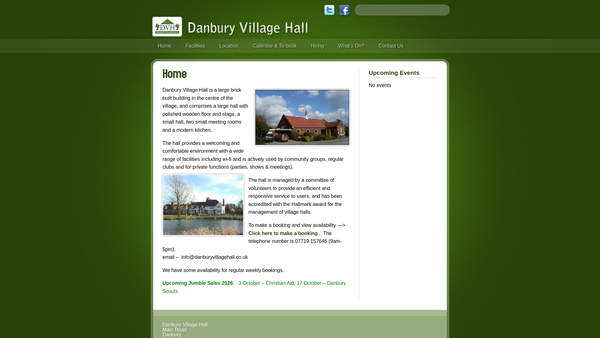 Screenshot of the Danbury Village Hall website
