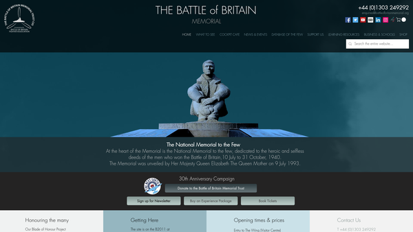 Screenshot of the The Battle Of Britain Memorial Trust CIO website
