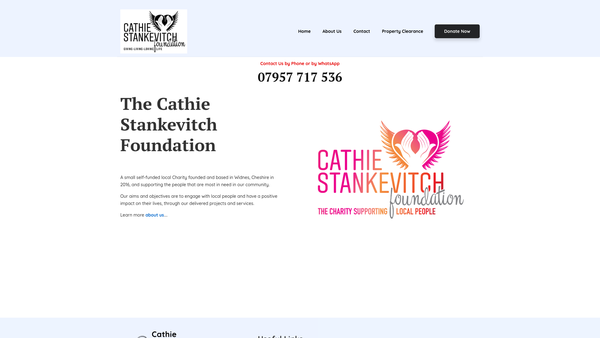 Screenshot of the Cathie Stankevitch Foundation website