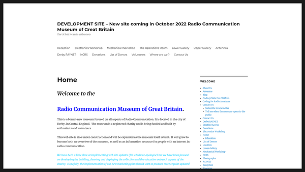 Screenshot of the Radio Communication Museum Of Great Britain website