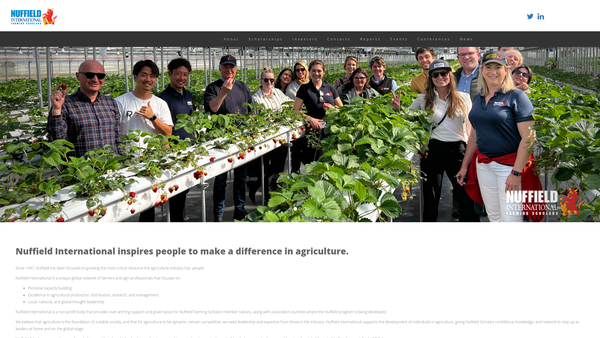 Screenshot of the Nuffield International Farming Scholarships website