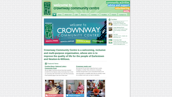 Screenshot of the Crownway Community Centre website