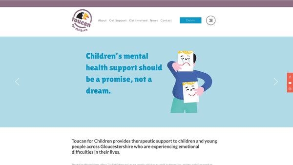 Screenshot of the Toucan For Children CIO website