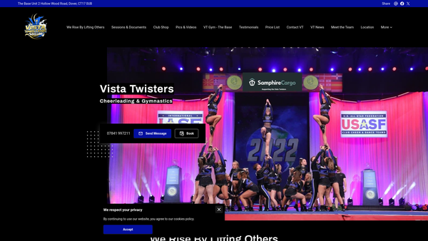 Screenshot of the Vista Twisters website