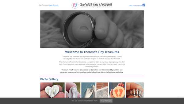 Screenshot of the Theresa's Tiny Treasures website