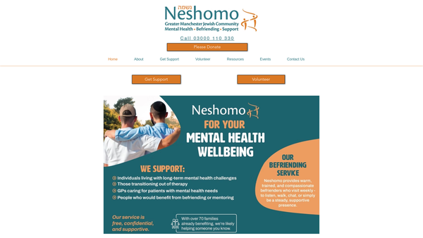Screenshot of the Greater Manchester Neshomo CIO website