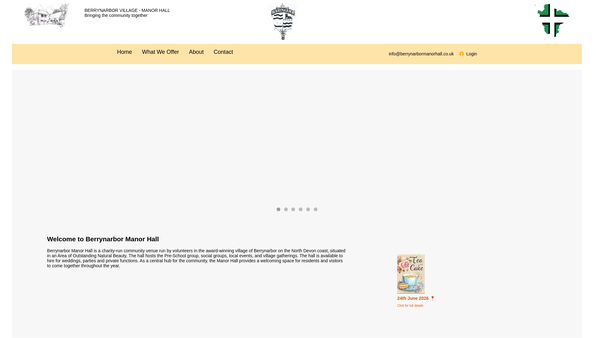 Screenshot of the Berrynarbor Manor Hall Trust website