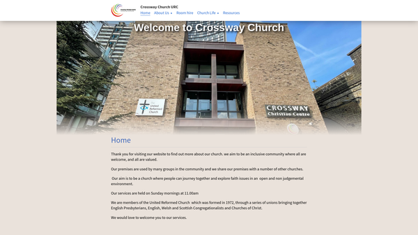 Screenshot of the Crossway United Reformed Church Charity website