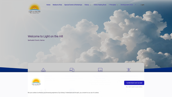 Screenshot of the Harrow Spiritualist Church website