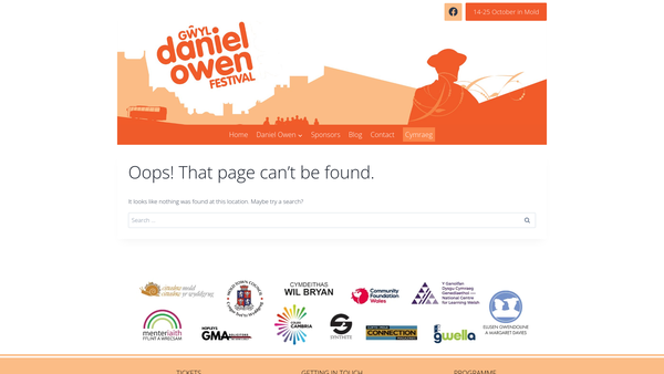 Screenshot of the Gwyl Daniel Owen Festival website