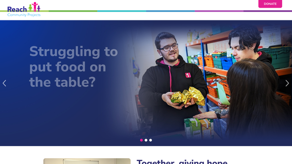 Screenshot of the Reach Community Projects website