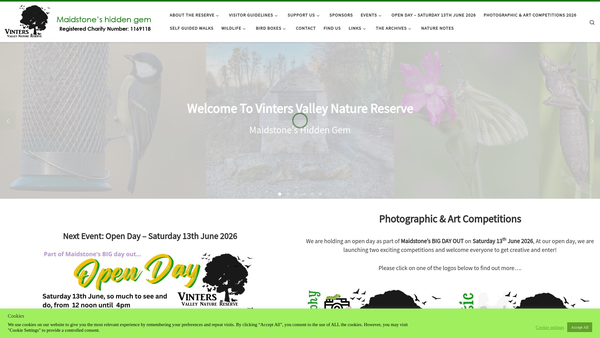 Screenshot of the Vinters Valley Park Trust CIO website