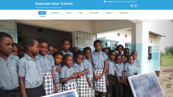 Screenshot of the Giakonda Solar Schools website