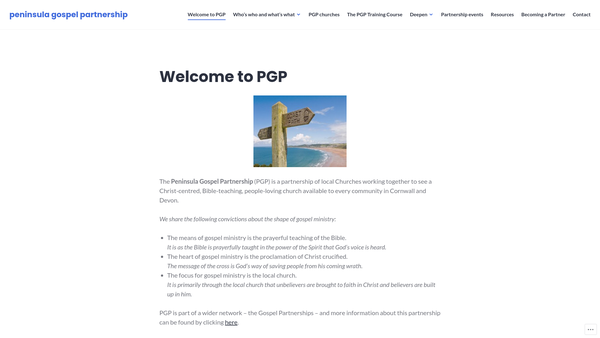 Screenshot of the Peninsula Gospel Partnership website