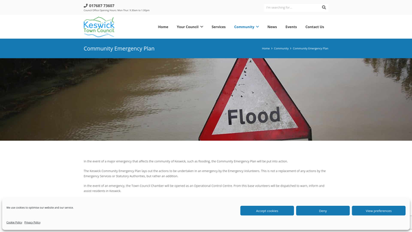 Screenshot of the Keswick Community Emergency Recovery Partnership website