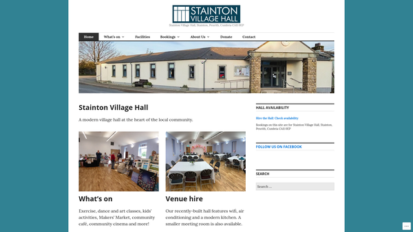 Screenshot of the Stainton Village Hall CIO website