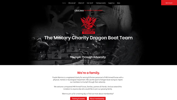 Screenshot of the Purple Warriors website