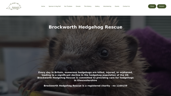 Screenshot of the Brockworth Hedgehog Rescue website