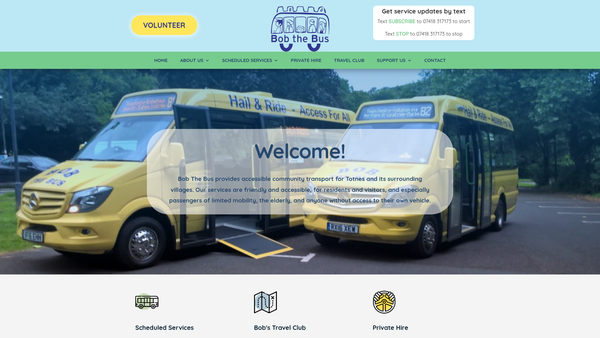 Screenshot of the Totnes And Rural Community Transport website