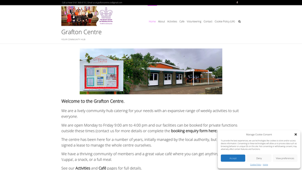 Screenshot of the Grafton Centre Development Trust CIO website